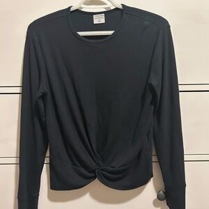 Abercrombie Kids Black Tie Front Fitted Blouse